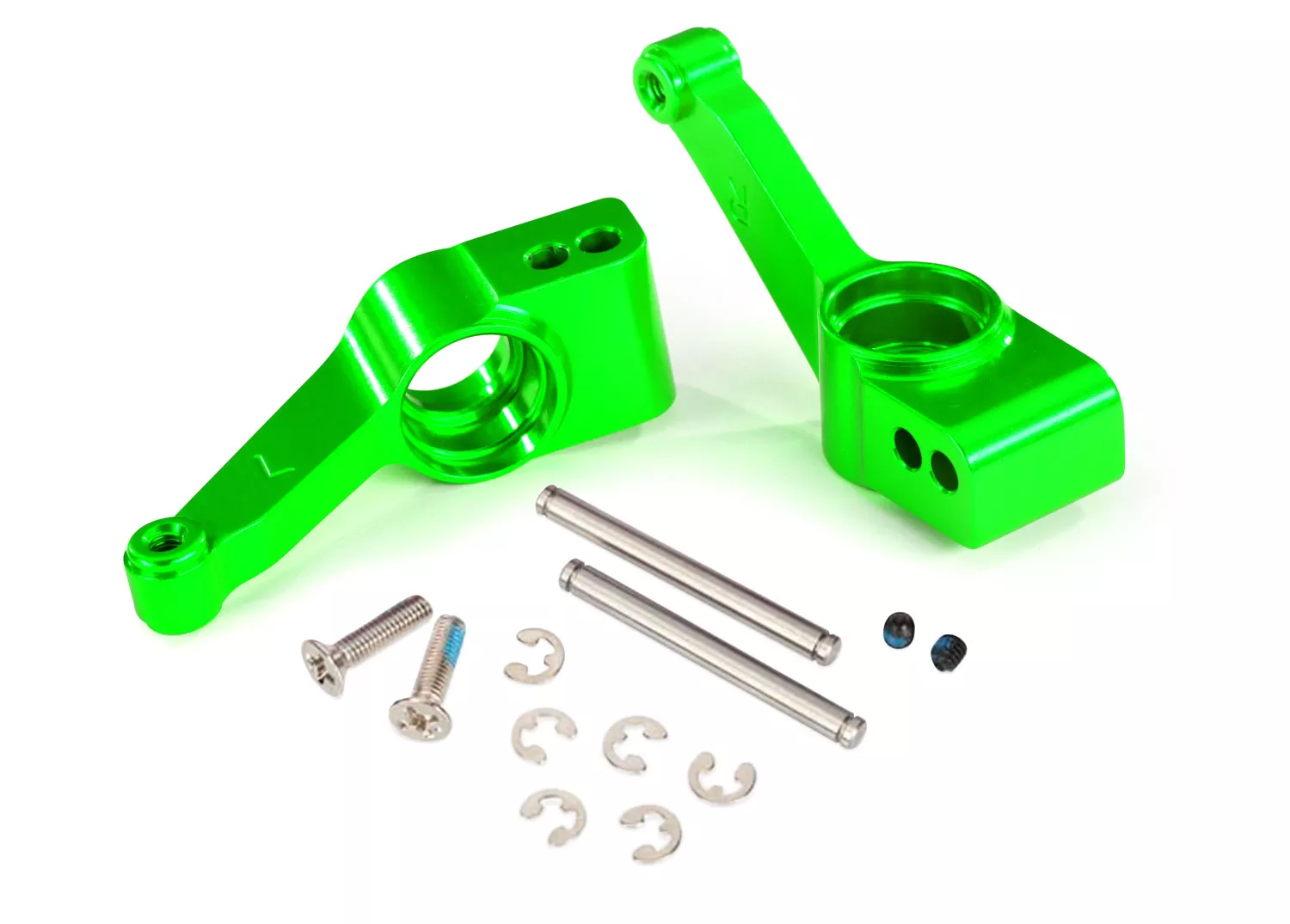 Rear Stub Axle Carriers, Aluminum (Left & Right) with Hinge Pins, E-Clips & Hardware