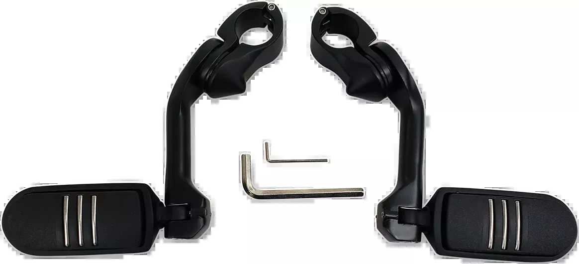 Rivco Black 1-1/4" Clamp on 5" Highway Bar Footpeg Set for Harley Davidson