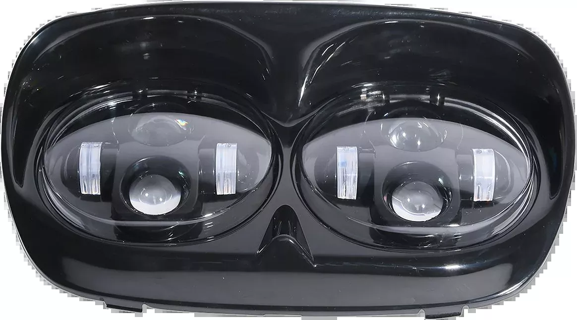Rivco Black LED Dual Headlight 1998-2013 Harley Road Glide FLTR FLTRX FLTRU