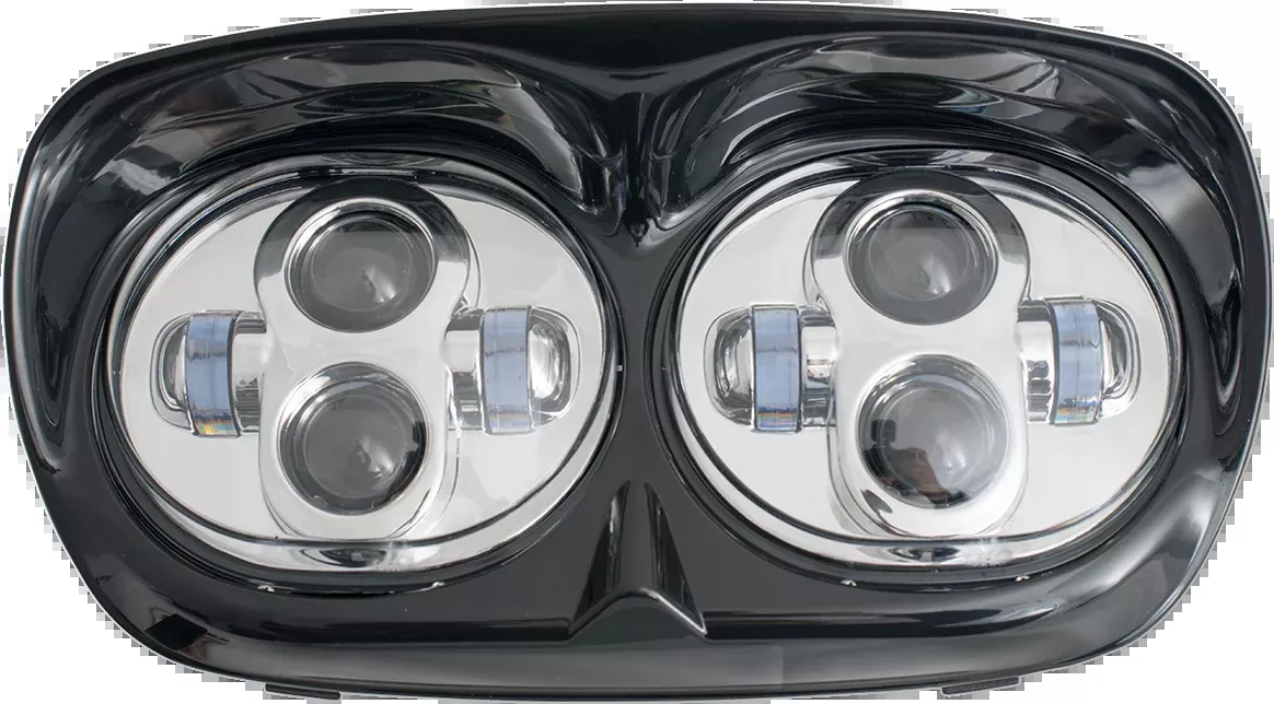Rivco Chrome LED Dual Headlight 1998-2013 Harley Road Glide FLTR FLTRX FLTRU