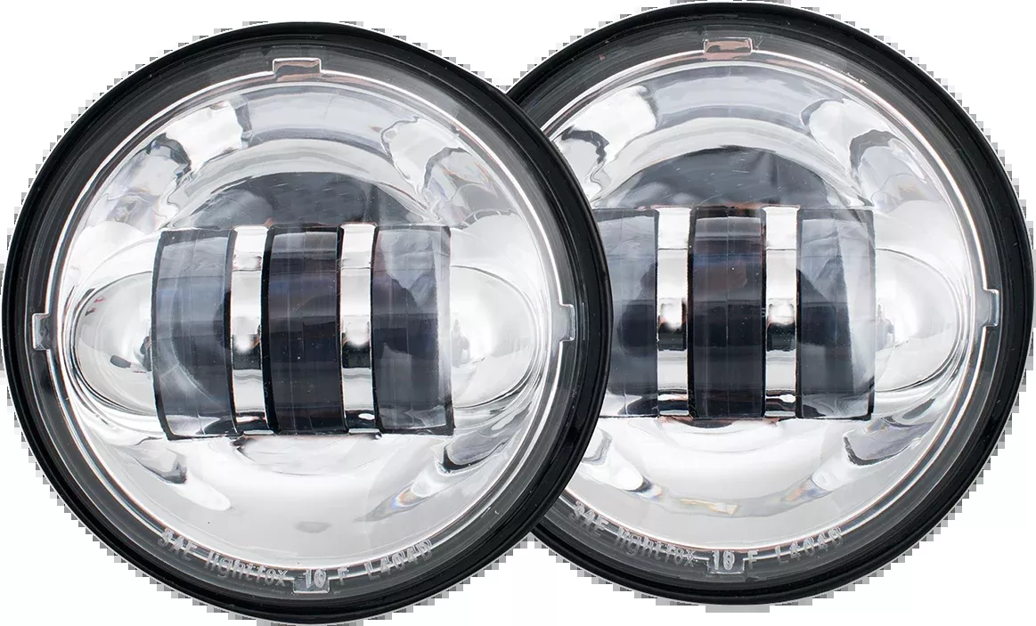 Rivco Illuminati Chrome LED 4.5" Front Spotlights Passing Lamps Harley Davidson