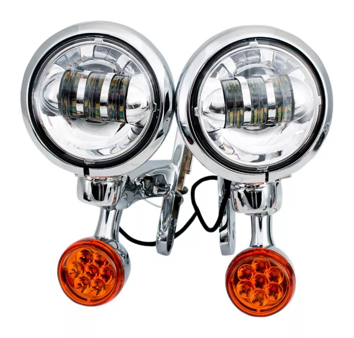 Rivco Light Brackets with LED Auxiliary Lights and Turn Signals For Harley Touring 1994-2025