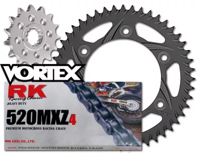 RK Vortex Blk MX Blk QA Chain and Sprocket Kit for HON 05-07 CR125