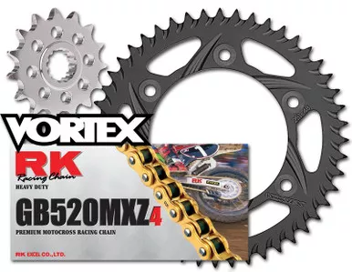 RK Vortex Gld MX Blk QA Chain and Sprocket Kit for HON CR250R 05-07