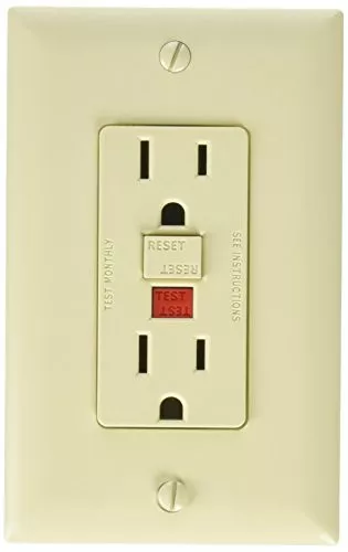 RV Designer S803 Dual GFCI Outlet with Cover Plate, Ivory, AC Electrical