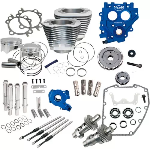 S&S 100" Power Package Kit Gear Drive for 1999-2006 Harley Twin Cam - Silver