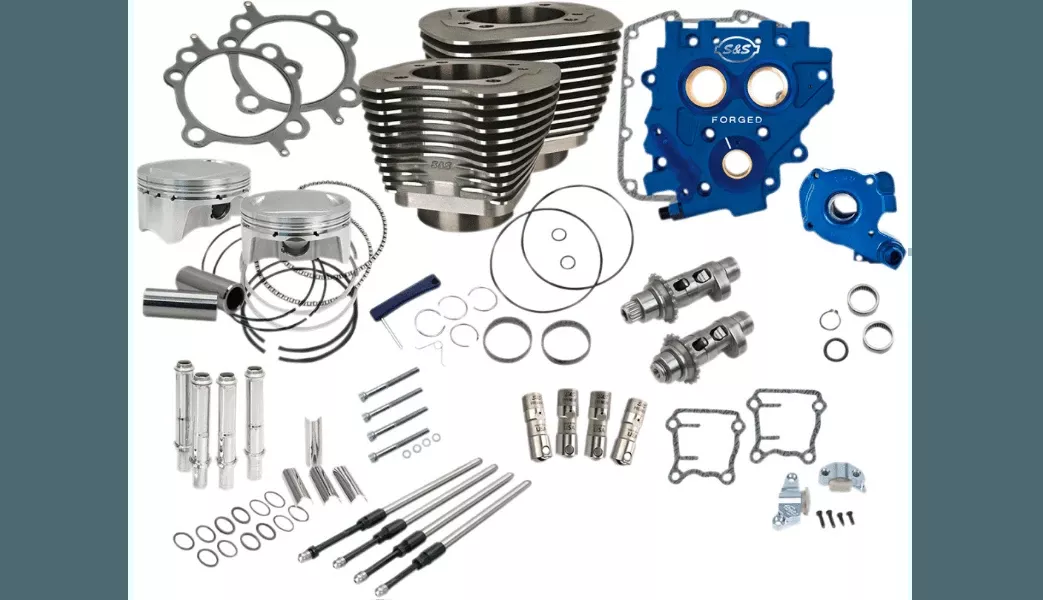 S&S Cycle 110" Power Package for '07-17 Harley Davidson Twin Cam 88 Models with 585 Easy Start Gear Drive Cams - Silver