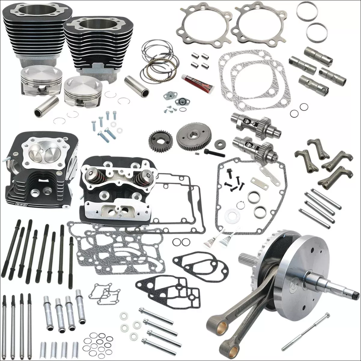 S&S Cycle 124" Hot Set-Up Kit w/ Big Bore Cylinders Cams Pistons Harley 07-16
