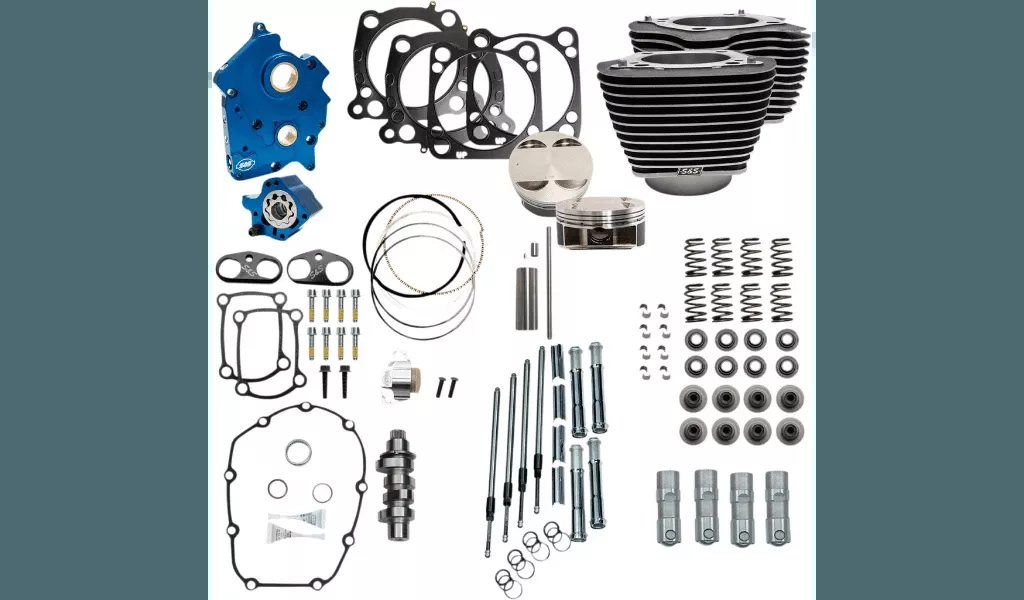 S&S Cycle 128" Power Pack for '17-Up Harley Davidson Touring Oil Cooled - Wrinkle Black w/ Highlighted Fins