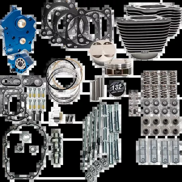 S&S Cycle 132″ Power Pack – 550 Chain Drive – Water Cooled – Wrinkle Black W/Highlight Fins – 114″/117″ M8