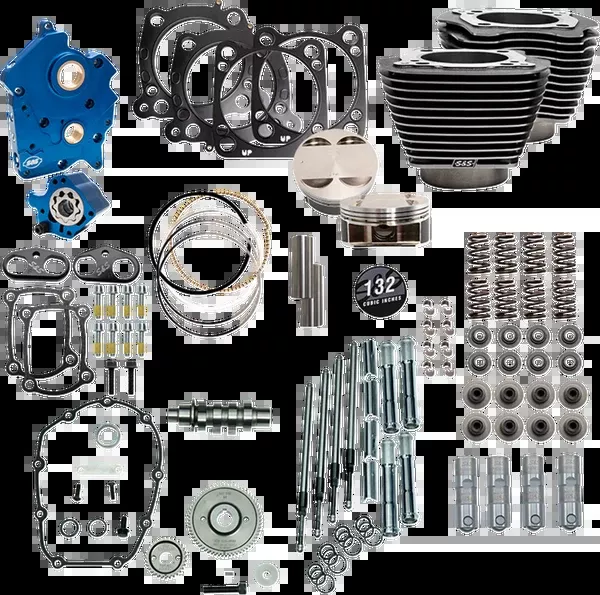 S&S Cycle 132" Power Pack - 550 Gear Drive - Water Cooled - Black Granite W/Highlight Fins - 114"/117" M8
