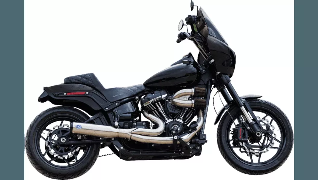 S&S Cycle 2-into-1 Qualifier Exhaust System for '18-Up Harley Davidson Softail Models - Guardian Black