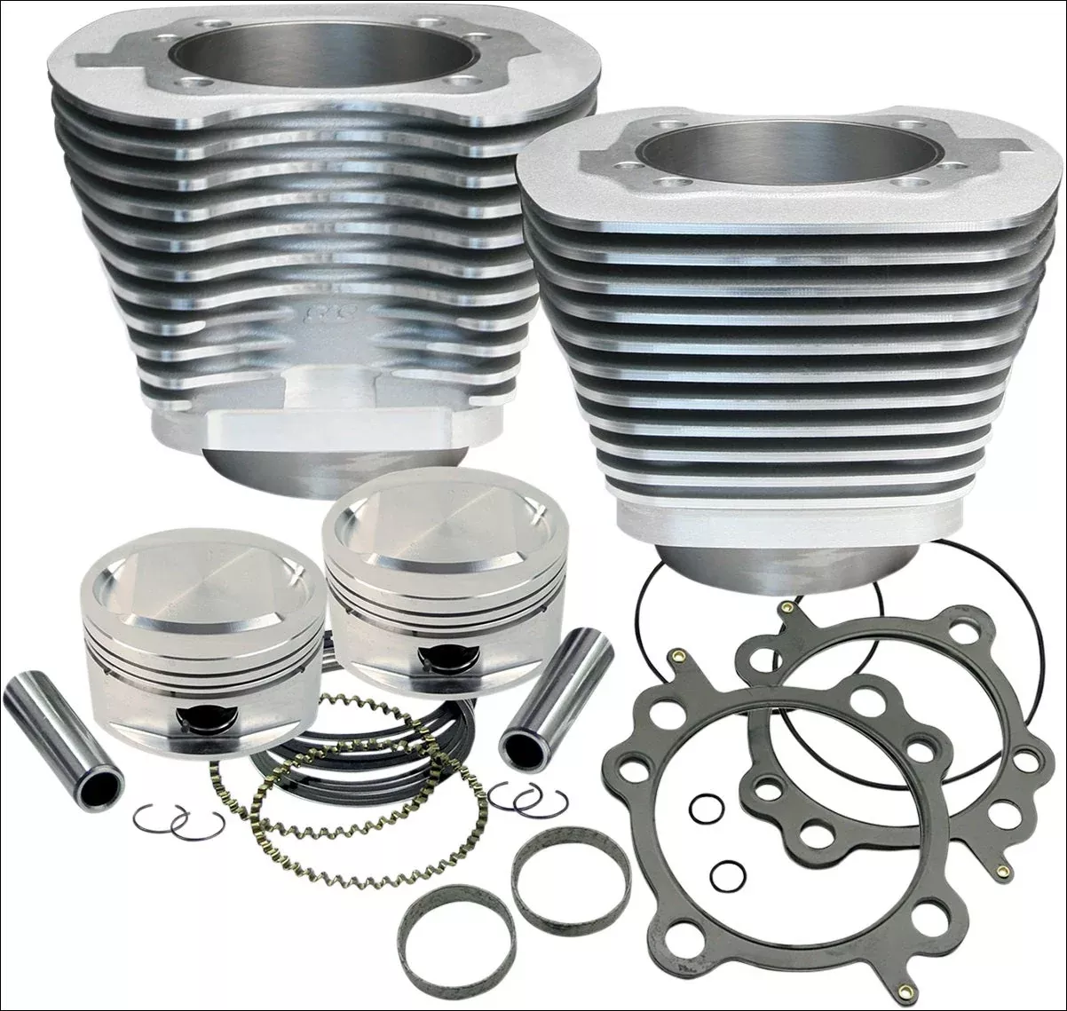 S&S Cycle 95" CI Big Bore Cylinder Kit Silver 9.7:1 Compression 99-06 Harley