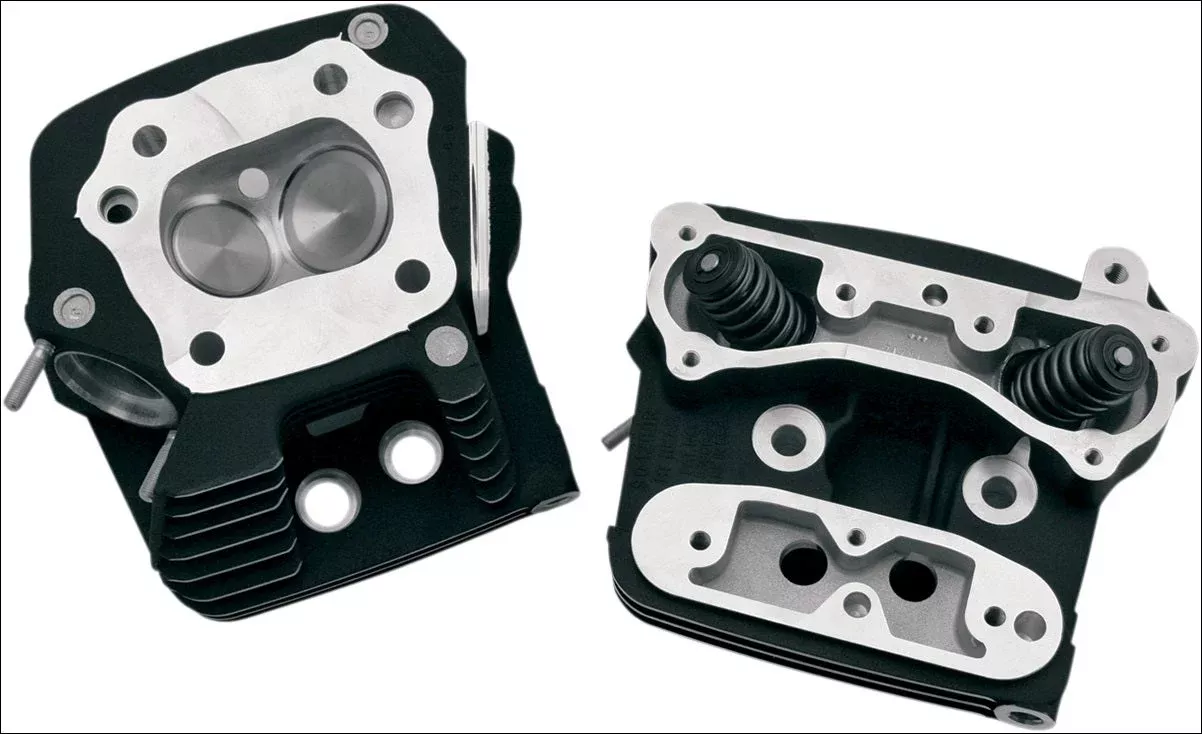 S&S Cycle Black Cylinder Heads for Evolution EVO w/ Stock Style Pistons 84-99