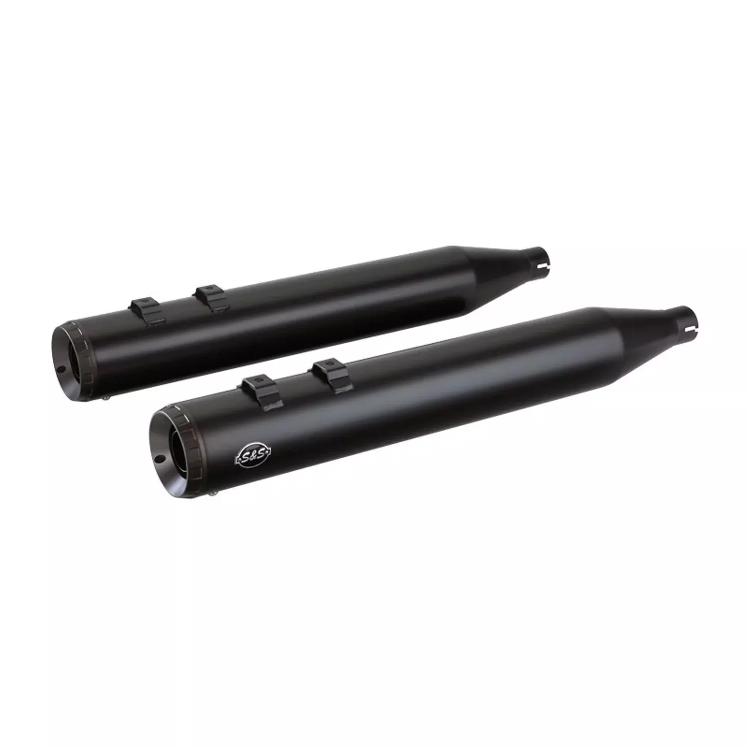 S&S Cycle Black Grand National 4" Slip On Mufflers for Harley FLH Touring 17-22