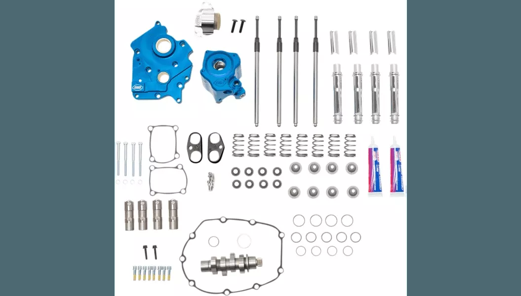 S&S Cycle Chain Drive 550C Cam Chest Kit w/ Chrome Pushrod Tubes for Oil Cooled '17-24 Harley Davidson M8 Models