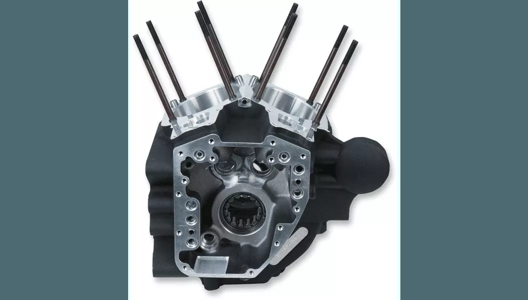 S&S Cycle Engine Crankcase for '06-17 Harley Davidson Dyna Models with 4 1/8" Bore, Stock Bolt Pattern - Wrinkle Black