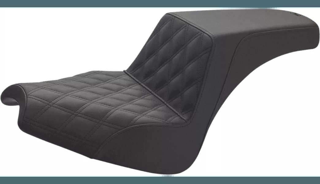 Saddleman Step Up Seat for '21-Up Indian Chief Models - Front Lattice/Rear Smooth Black