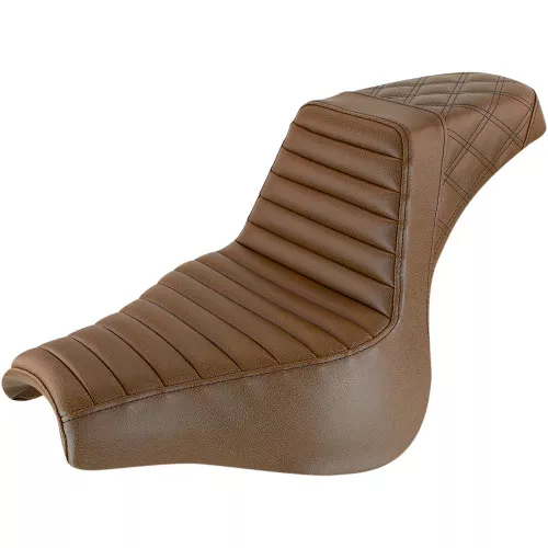 Saddlemen Brown Step Up Seat for 2018-2024 Harley Softail Fat Bob FXFB - Front TR / Rear LS