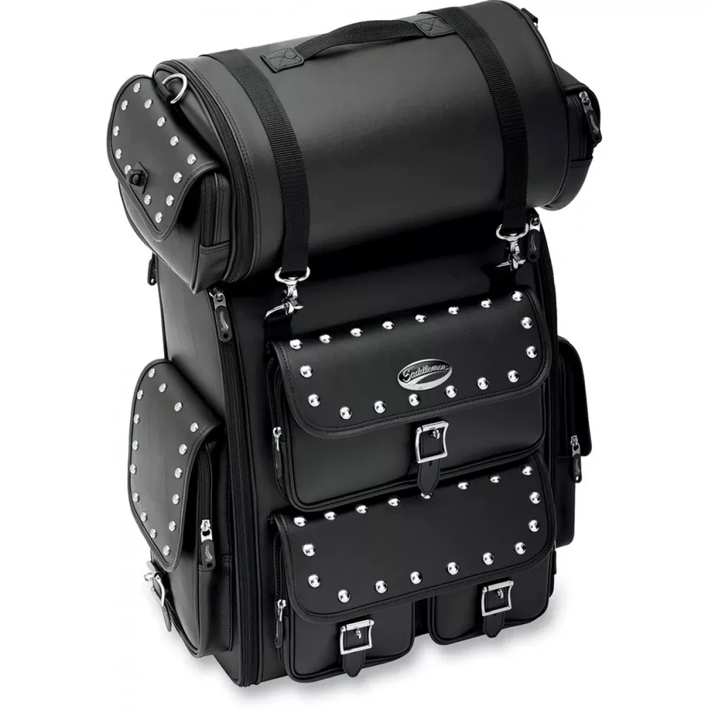 Saddlemen Desperado Sissy Bar Bag with Studded Roll Bag