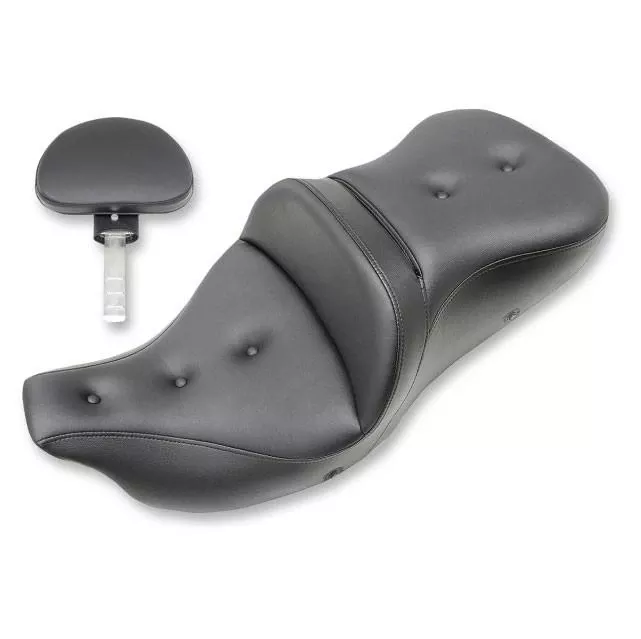 Saddlemen Extended Reach Heated Road Sofa LS Seat with Driver Backrest for Harley Davidson Touring Models '08-Up - Lattice Stitch (Not for '24-Up FLHX/FLTR Models)