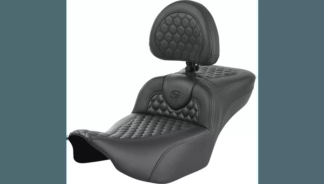 Saddlemen HC Extended Reach Seat with Backrest for '24-Up Harley Davidson Street Glide and Road Glide & '23-24 CVO Street Glide, CVO Road Glide (Select Honeycomb Stitching Color)