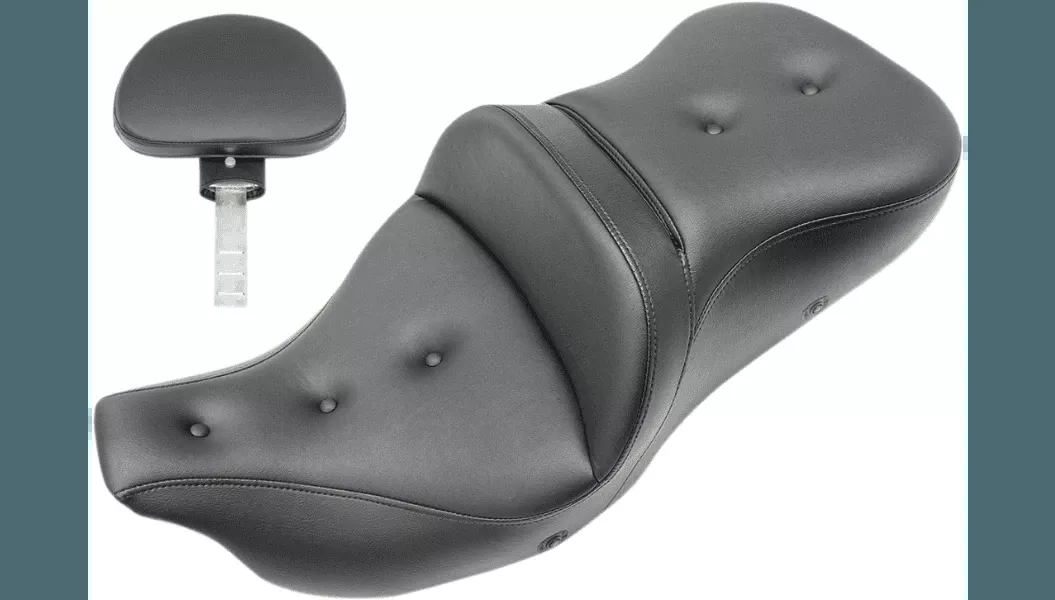 Saddlemen HEATED Roadsofa Pillow Top Seat (with Backrest) for '09-23 Harley Davidson Tri Glide FLHTCUTG - Black