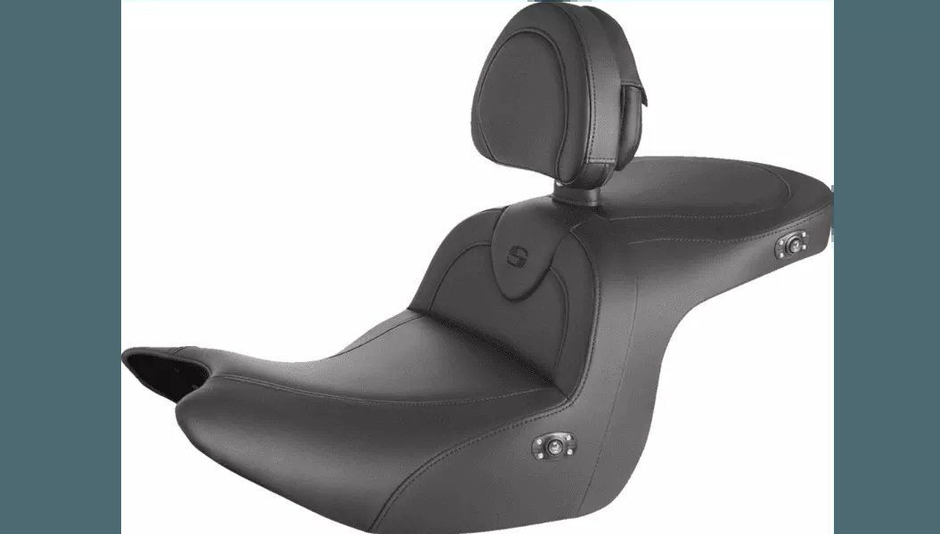 Saddlemen HEATED Roadsofa Seat with Backrest for '18-24 Honda Goldwing - Black Stitching