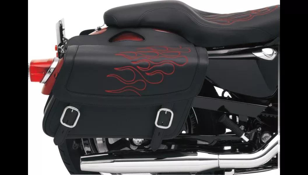 Saddlemen Highwayman Tatto Red Stitch Jumbo Universal Throwover Saddlebags