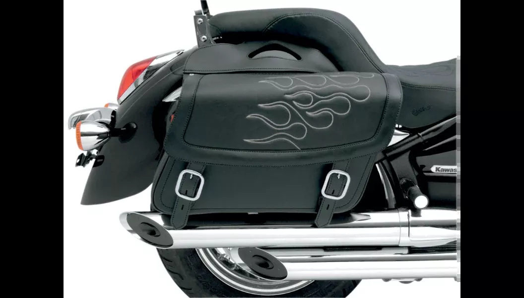 Saddlemen Highwayman Tatto Silver Stitch Medium Universal Throwover Saddlebags