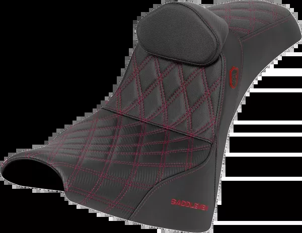 Saddlemen Pro Series SDC Performance Seat - w/ Backrest - Red Stitch - Gripper - FXBB/FXST '18-'25 - SC81830DB4