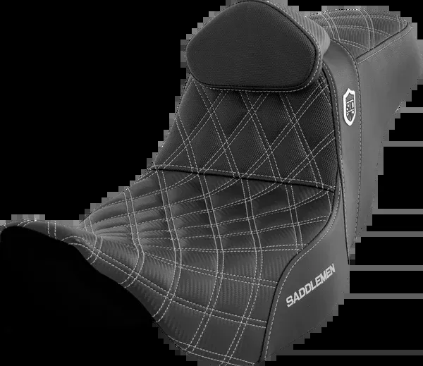 Saddlemen Pro Series SDC Performance Seat – W/ Backrest – Silver Stitch – FLH/FLT ’08-’23