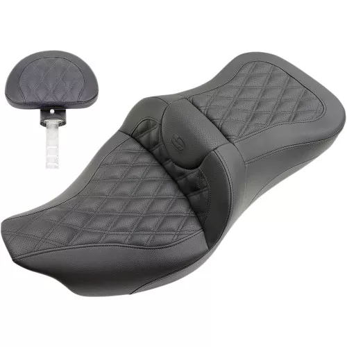 Saddlemen Road Sofa Seat w/ Driver Backrest for 2009-2023 Harley Tri-Glide - Lattice Stitch
