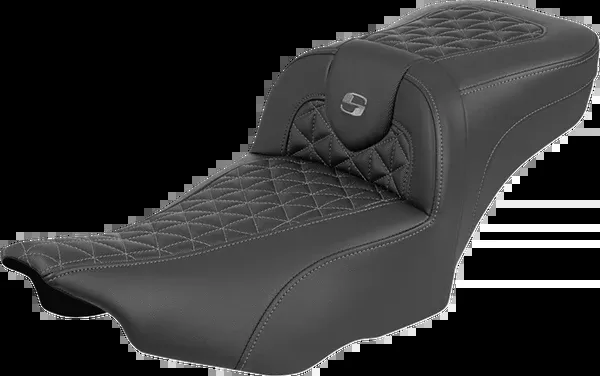 Saddlemen Roadsofa™ Extended Reach Seat - without Backrest - Tri-Gripper Gray Stitch - FLH/FLT '23-'25 - 823-07-21102