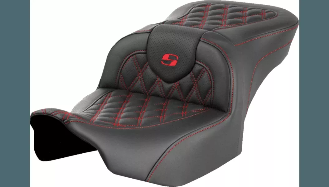 Saddlemen Roadsofa Lattice Stitch Seat for '24-Up Harley Davidson Street Glide, Road Glide and '23-24 CVO FLHXSE, CVO FLTRSE - Blue Stitching