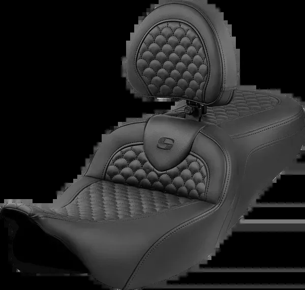 Saddlemen Roadsofa™ Seat – Dragon Scale Stitch – Black Stitch – W/ Backrest – FLH/FLT ’08-’24