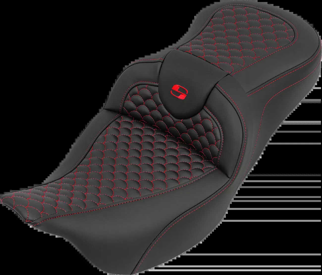 Saddlemen Roadsofa™ Seat - without Backrest - Dragon Stitch - Red Stitch - FLH/FLT '08-'25 - 808-07B-20804