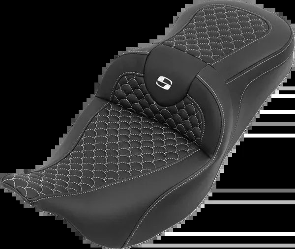 Saddlemen Roadsofa™ Seat – Without Backrest – Dragon Stitch – White Stitch – FLH/FLT ’08-’25