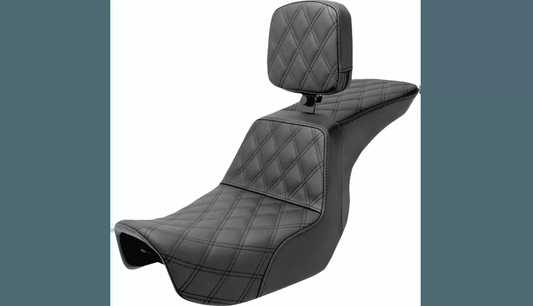 Saddlemen Tour Step-Up Seat with Rider Backrest for '06-'17 Harley Davidson Dyna Models - Plain