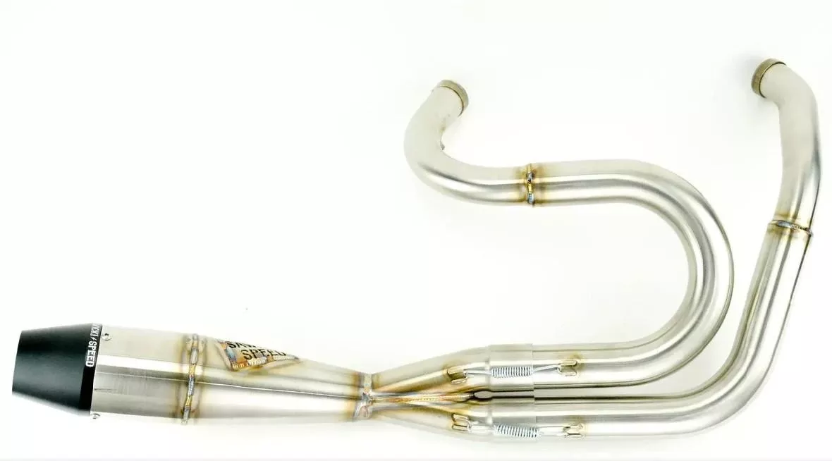 Sawicki Big Inch Shorty 2 into 1 Exhaust for '91-17 Harley-Davidson Dyna EVO/Twin Cam 5-6 Speed (Except for FLD/Switchback) Black Ceramic with Welded End Cap