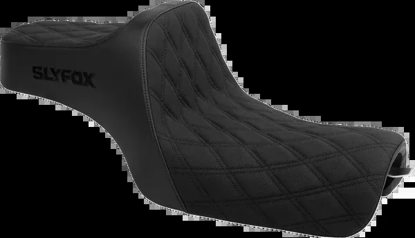 Slyfox High Noon Seat – Double Diamond – Black Logo – Black Stitch – XL ’04-’22