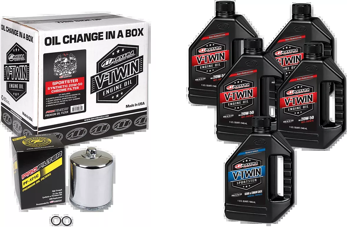 Sportster Synthetic 20W-50 Oil Change Kit - Chrome Filter