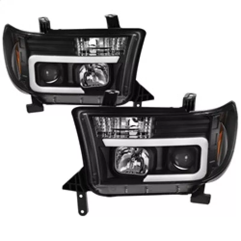 Spyder 08-13 Toyota Sequoia Projector Headlights – Light Bar DRL – Black PRO-YD-TTU07V2-LB-BK 5085344