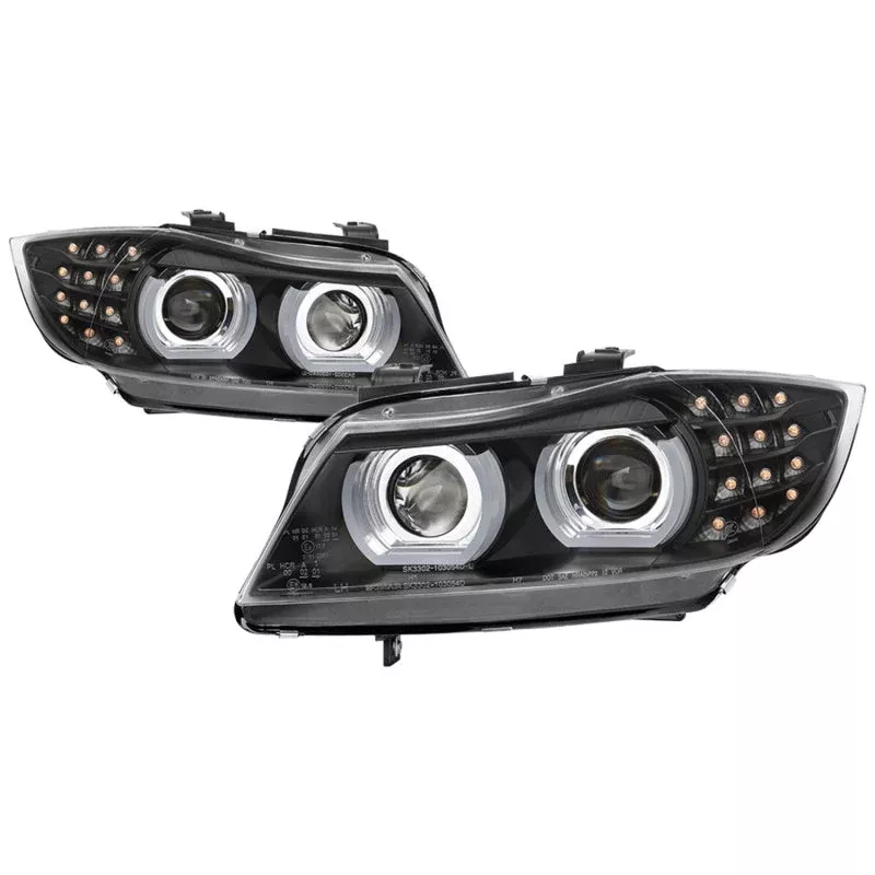 Spyder 09-12 BMW E90 3-Series 4DR Projector Headlights Halogen – LED – Black – PRO-YD-BMWE9009-BK 5086488