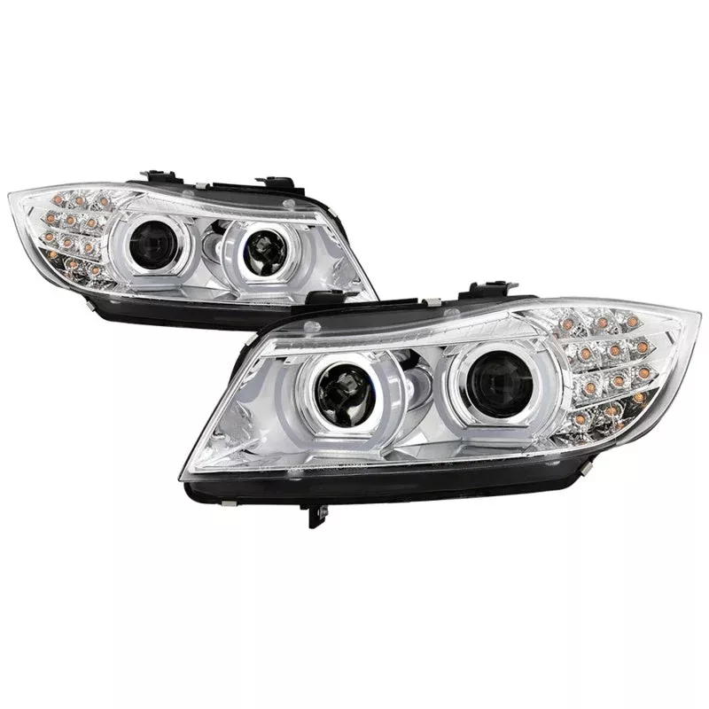 Spyder 09-12 BMW E90 3-Series 4DR Projector Headlights Halogen – LED – Chrome – PRO-YD-BMWE9009-C 5086471