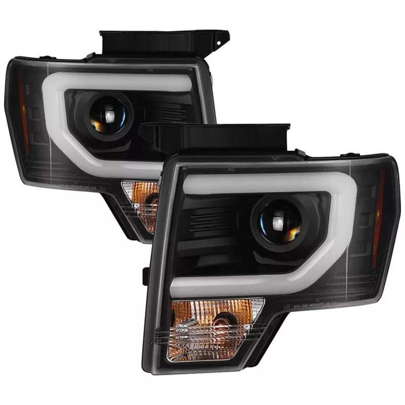 Spyder 09-14 Ford F-150 Projector Headlights – Halogen Model Light Bar – Blk PRO-YD-FF15009-SBLB-BK 5086204