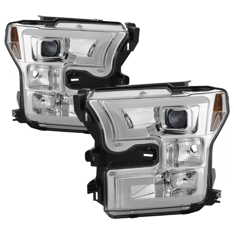 SPYDER 15-17 Ford F-150 Projector Headlights – Light Bar DRL LED – Chrome PRO-YD-FF15015-LBDRL-C 5083661