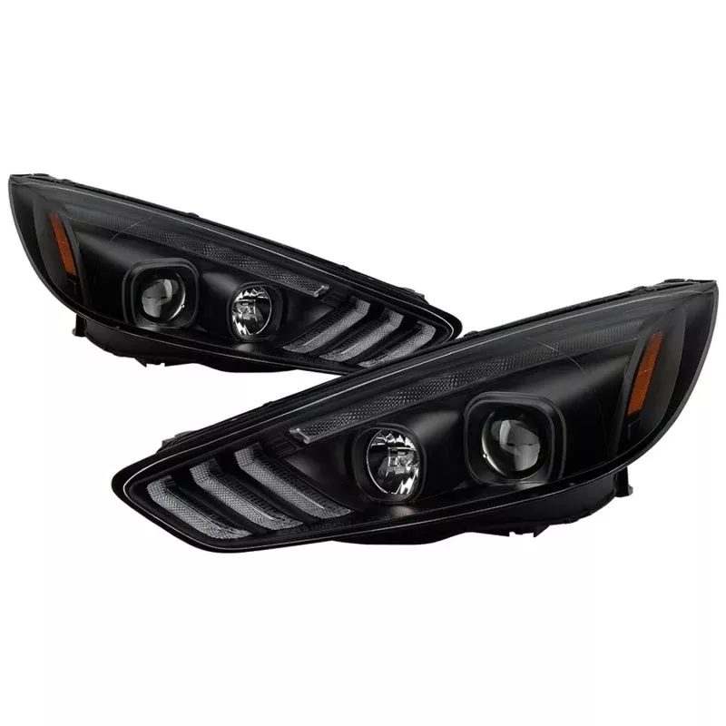 Spyder 15-18 Ford Focus Projector Headlights – Seq Turn Light Bar – Black PRO-YD-FF15-LBSEQ-BK 5086105