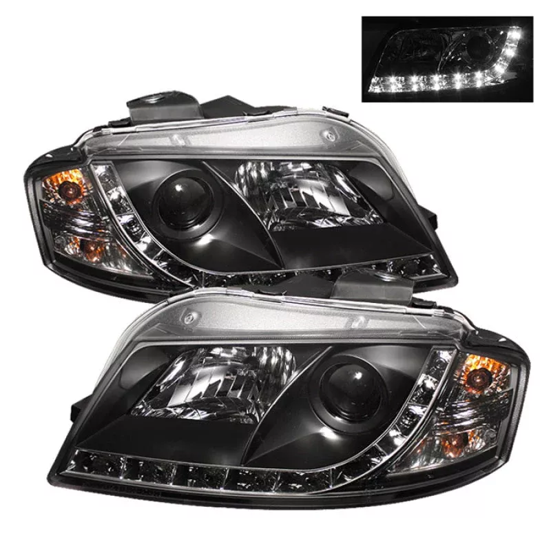 Spyder Audi A3 06-08 Projector Headlights Halogen Model Only – DRL Black PRO-YD-AA306-DRL-BK 5008510