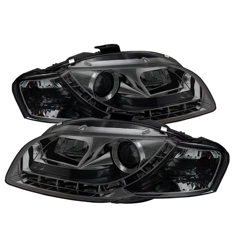 SPYDER Audi A4 06-08 Projector Headlights Halogen Model Only – DRL Smoke PRO-YD-AA405-DRL-SM 5033826